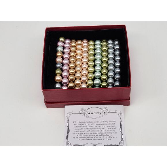 KJL Kenneth Jay Lane faux Pearl Bracelets Multi Color Set of 10 - Picture 2 of 16